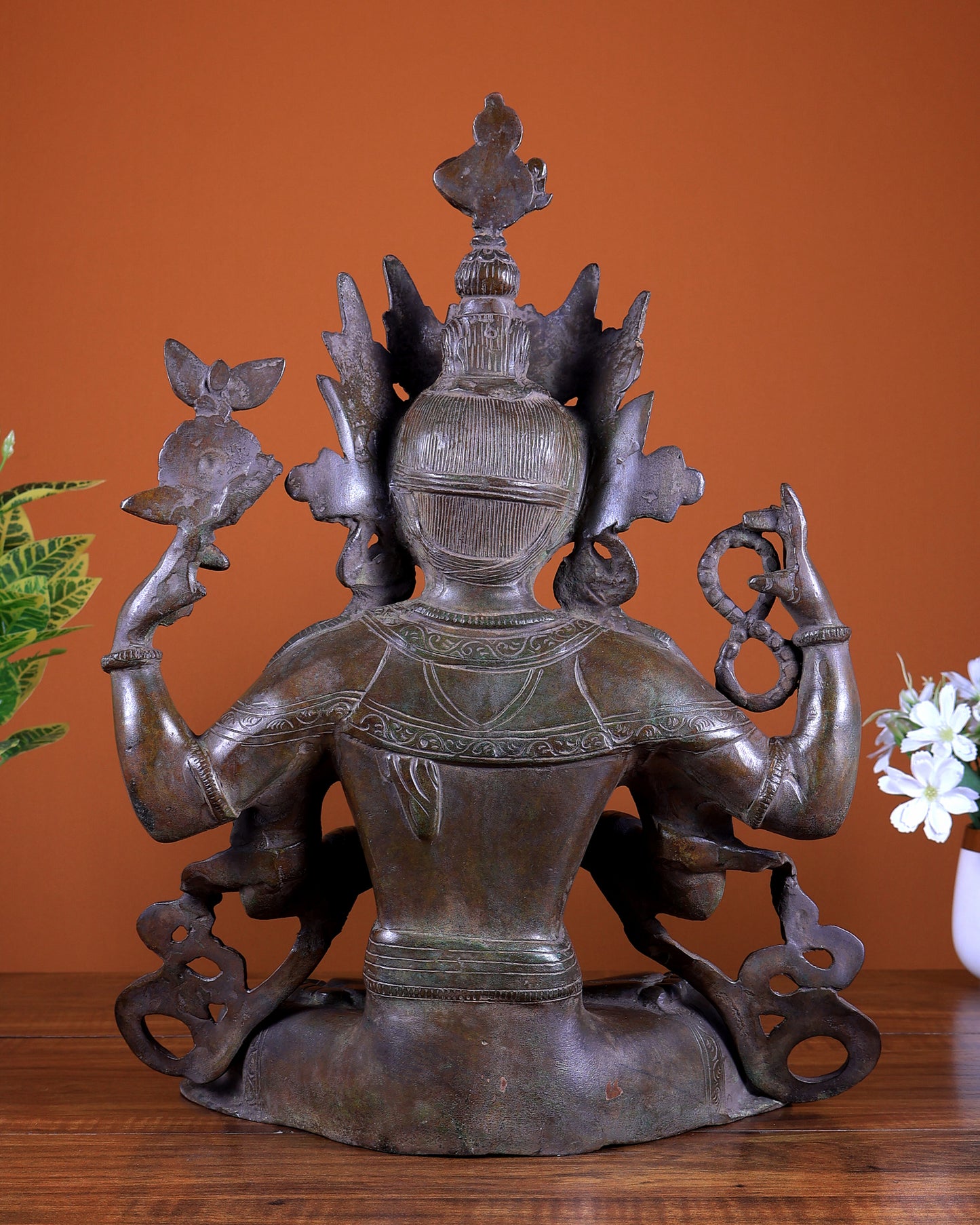 Brass Chenrezig (Avalokiteshvara) Vintage Statue 15 inch