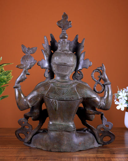 Brass Chenrezig (Avalokiteshvara) Vintage Statue 15 inch
