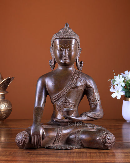 Brass Buddha Statue – Copper Tone Spiritual Artefact 12 inch