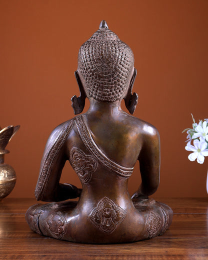 Brass Buddha Statue – Copper Tone Spiritual Artefact 12 inch