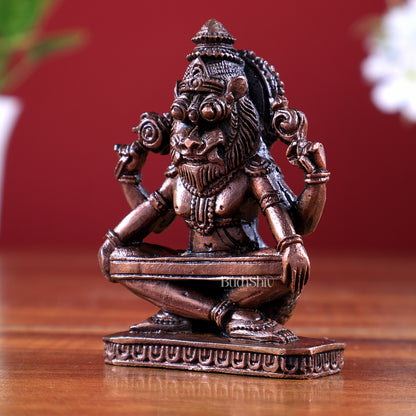 Pure Copper Yog Narasimha Miniature Idol 3 inch