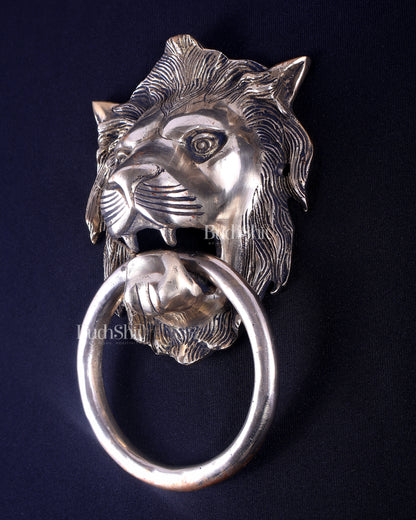 Pure Brass Lion Face Door Knocker 6"