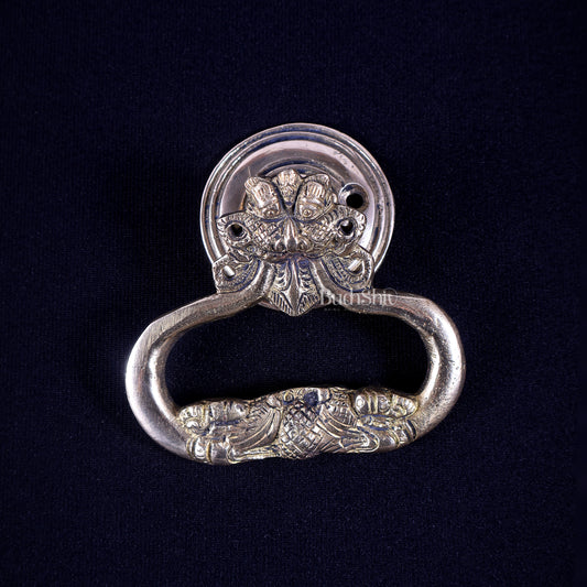 Pure Brass Yali Kirtimukha Door Knocker | Vastu Main Door Guardian 4"