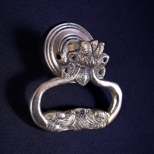 Pure Brass Yali Kirtimukha Door Knocker | Vastu Main Door Guardian 4"