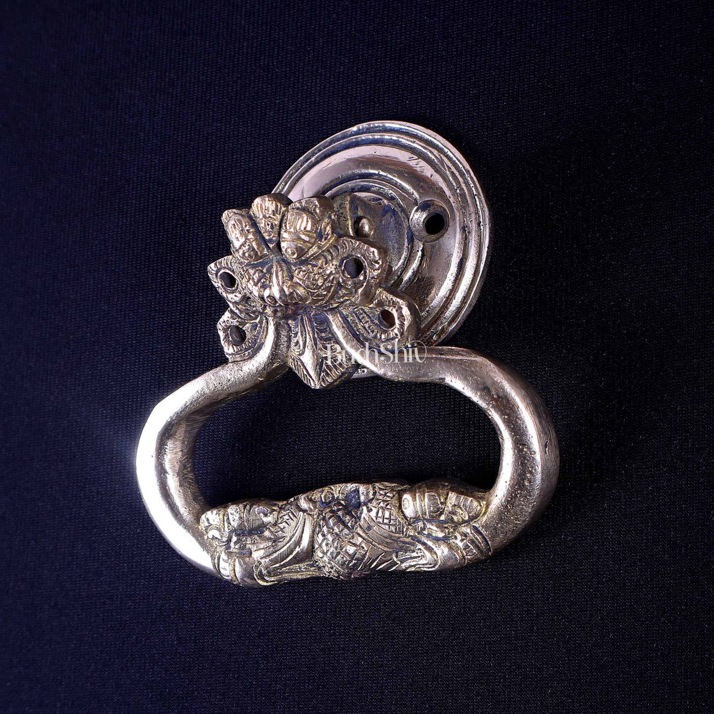 Pure Brass Yali Kirtimukha Door Knocker | Vastu Main Door Guardian 4"