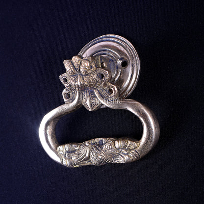 Pure Brass Yali Kirtimukha Door Knocker | Vastu Main Door Guardian 4"