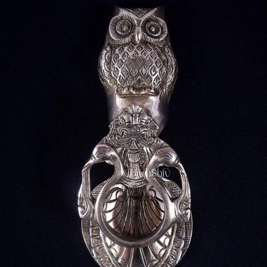 Pure Brass Owl Design Door Knocker | Vastu Main Door Decor
