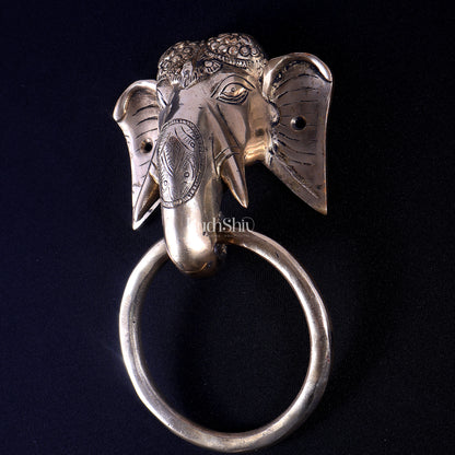 Brass Elephant Face Door Knocker or Towel Hanger | Vastu Decor