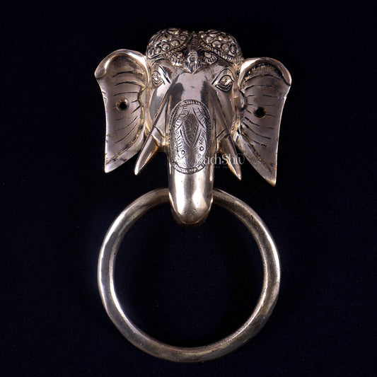 Brass Elephant Face Door Knocker or Towel Hanger | Vastu Decor