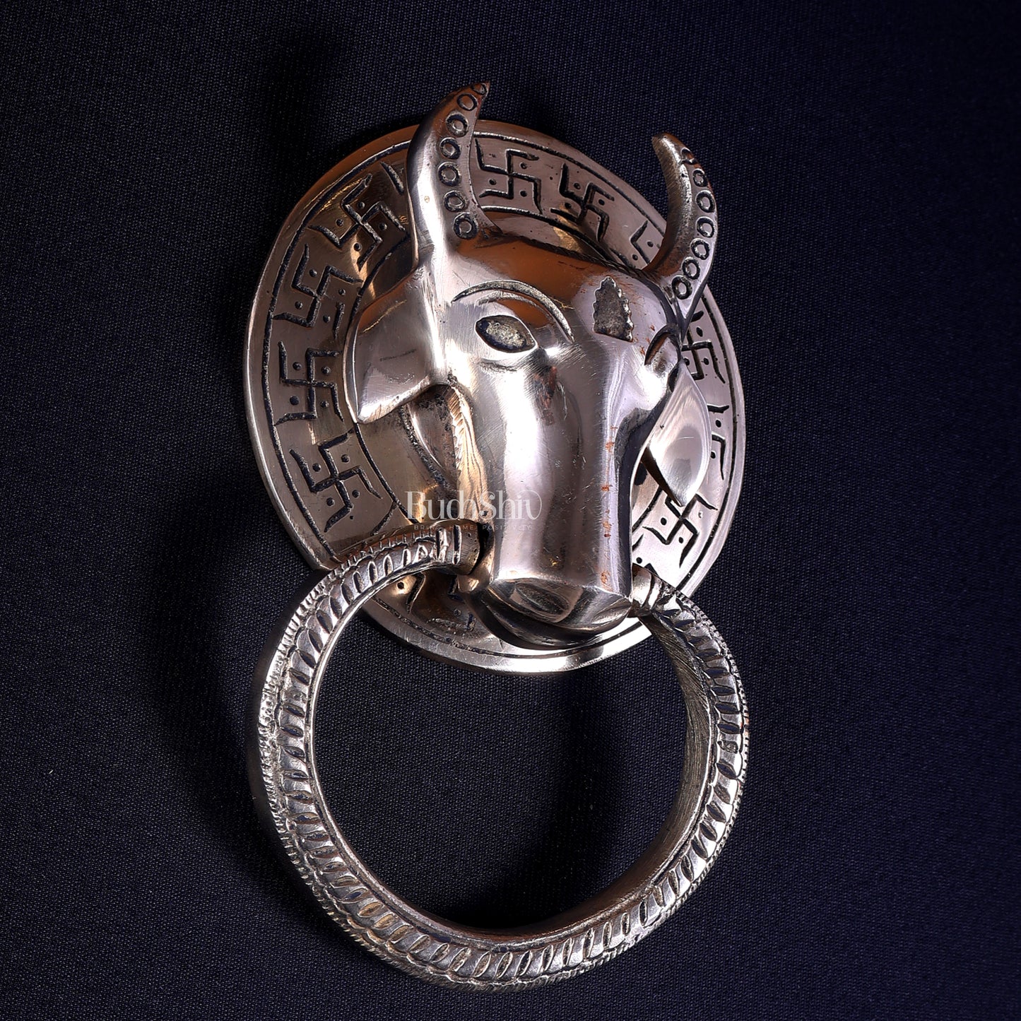 Pure Brass Nandi Face Door Knocker | Vastu Main Door Guardian