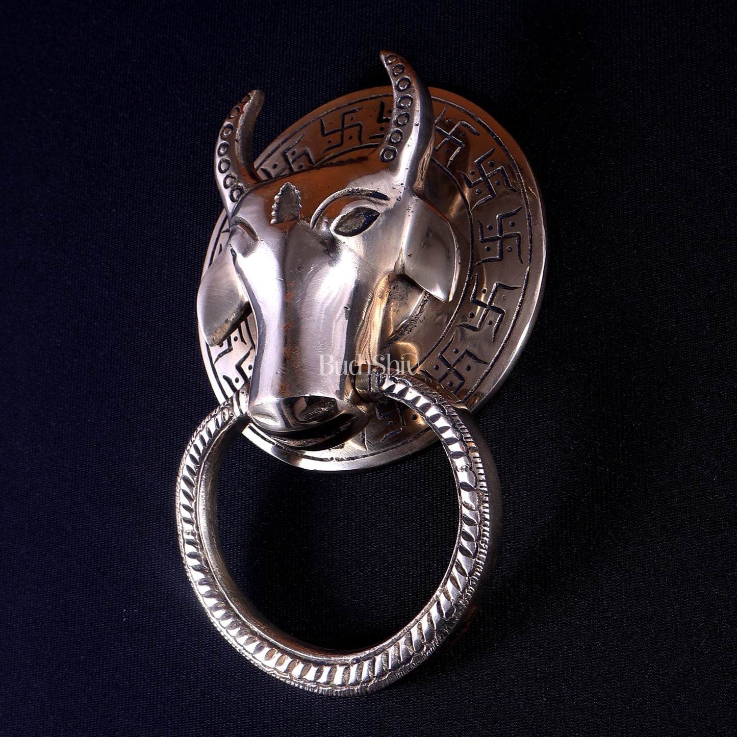 Pure Brass Nandi Face Door Knocker | Vastu Main Door Guardian