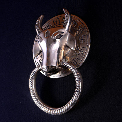 Pure Brass Nandi Face Door Knocker | Vastu Main Door Guardian