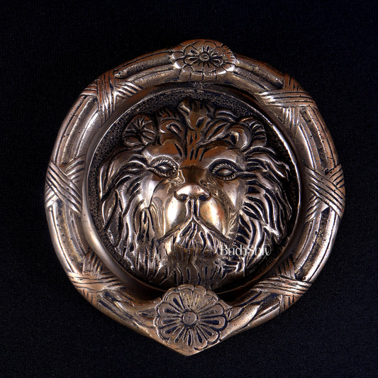 Pure Brass Lion Face Door Knocker | Vastu Main Door Guardian