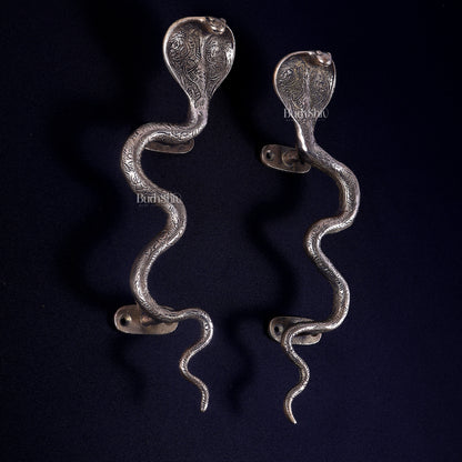 Pure Brass Naga Snake Design Door Handle Pair | Antique Main Door Hardware 11.5 inch