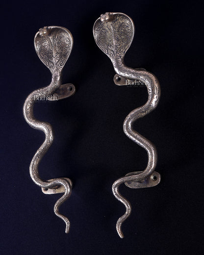 Pure Brass Naga Snake Design Door Handle Pair | Antique Main Door Hardware 11.5 inch
