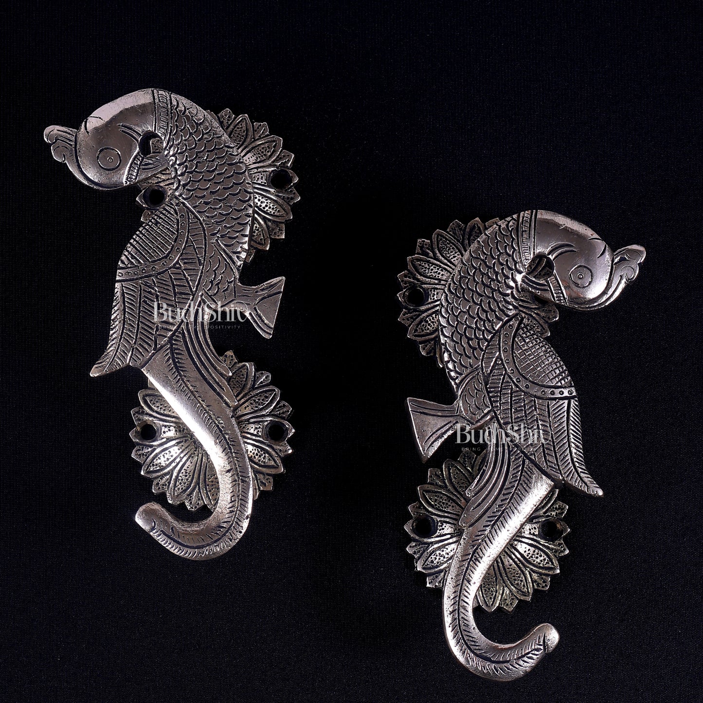 Brass Peacock Design Door Handle Pair | Antique Main Door Hardware