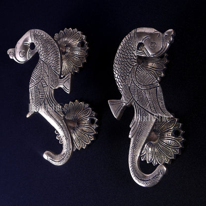 Brass Peacock Design Door Handle Pair | Antique Main Door Hardware