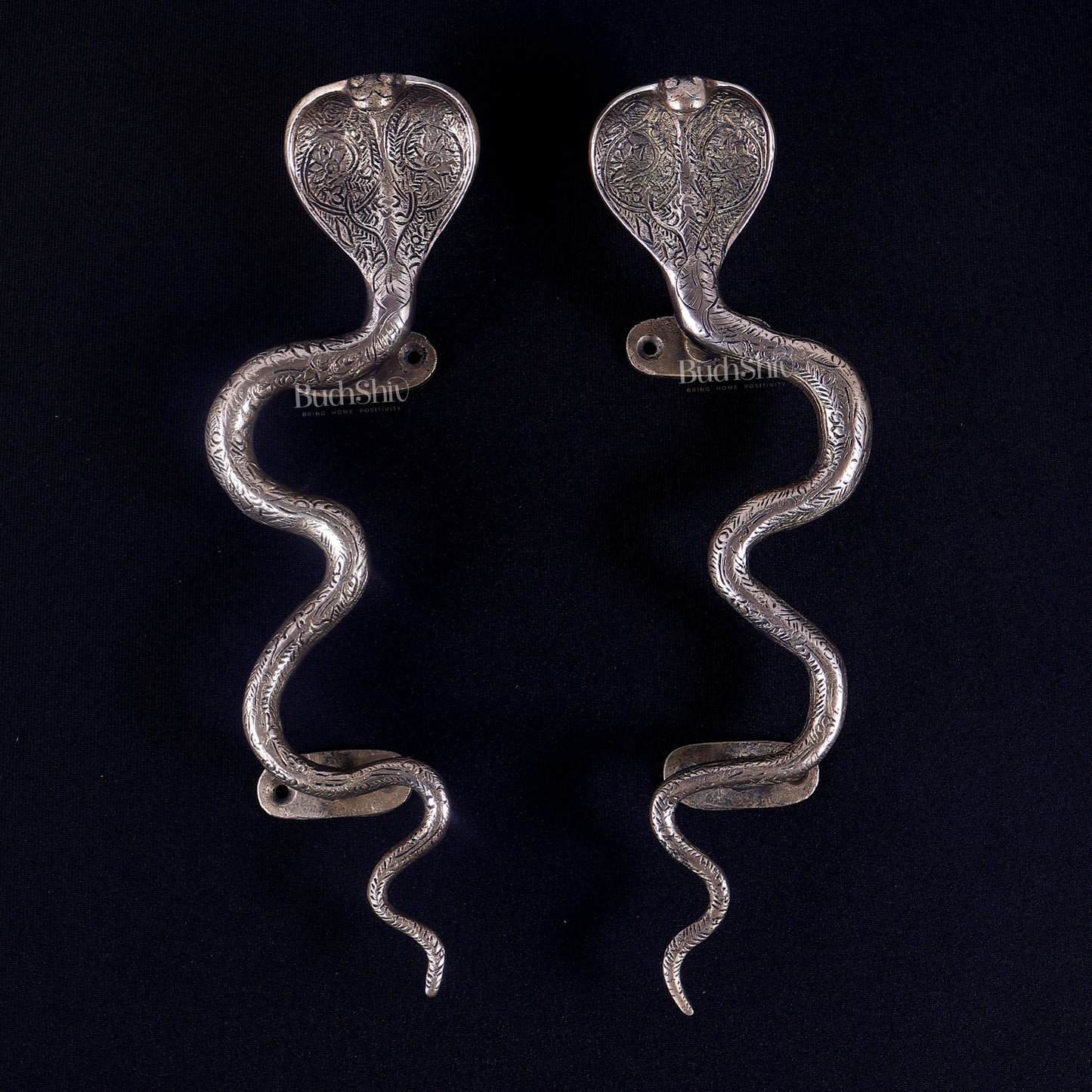 Pure Brass Naga Snake Design Door Handle Pair | Antique Main Door Hardware 11.5 inch