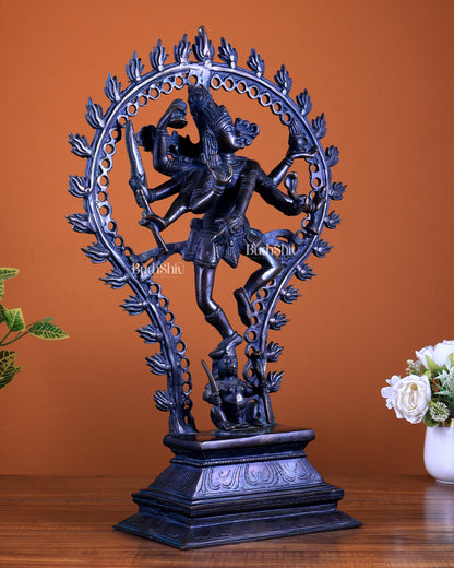 Pure Brass Eight-Armed Nataraja Statue – Antique black Tone 21.5"