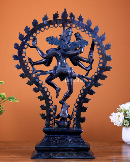 Pure Brass Eight-Armed Nataraja Statue – Antique black Tone 21.5"