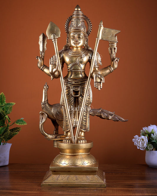 Pure Brass Lord Kartikeya Murugan Swamy Statue Idol 25"