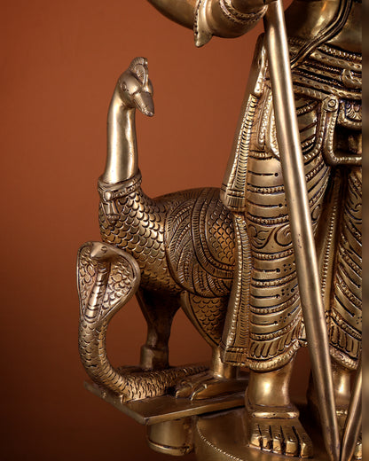 Pure Brass Lord Kartikeya Murugan Swamy Statue Idol 25"