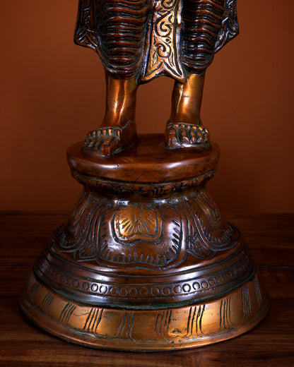 Pure Brass Lady with Pot Statue 28.5 inch