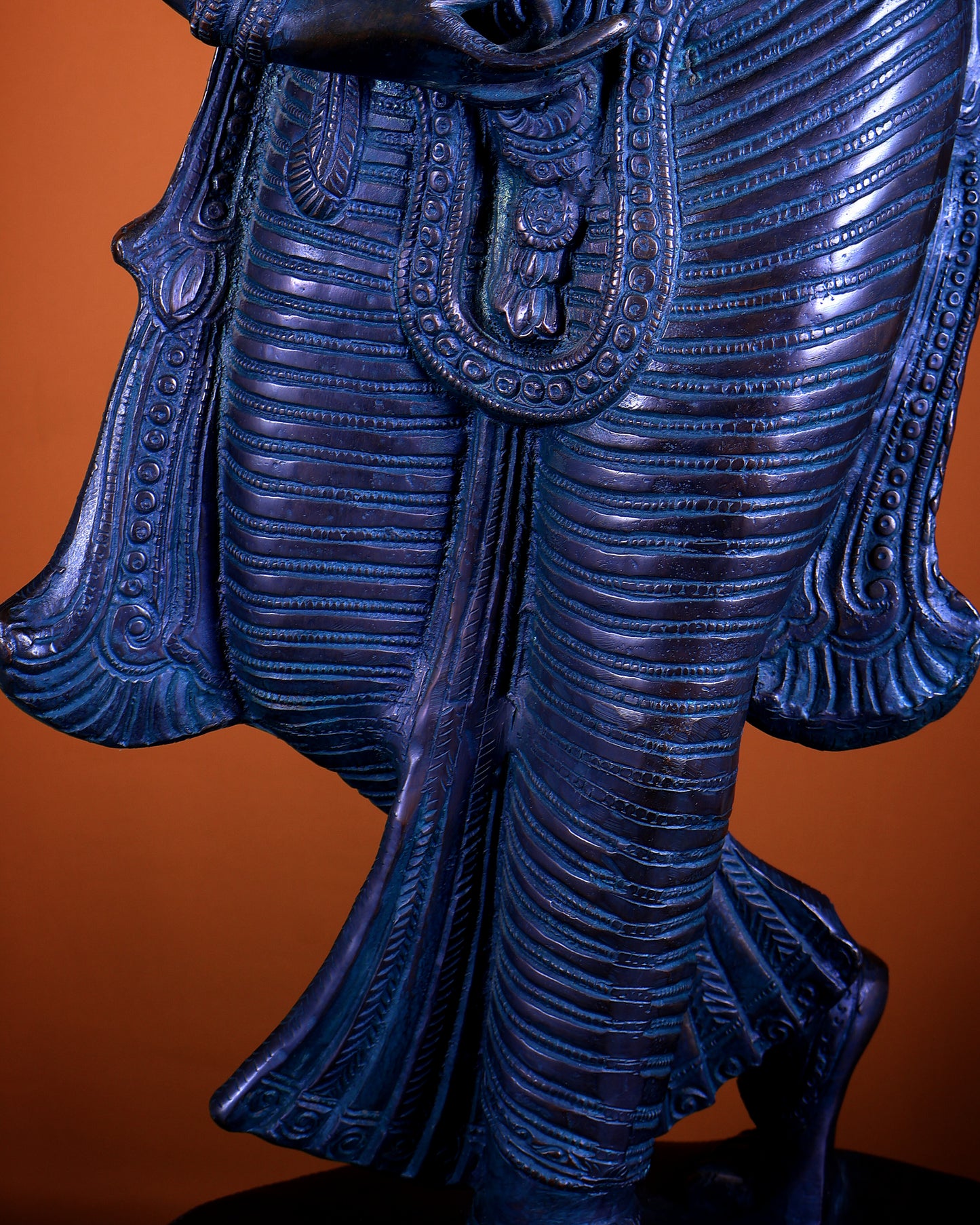 Brass Lady Holding Parrot – Chola Style, 36 Inch