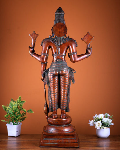 Lord Vishnu large brass Narayana Statue – Chola Dual Tone 37"