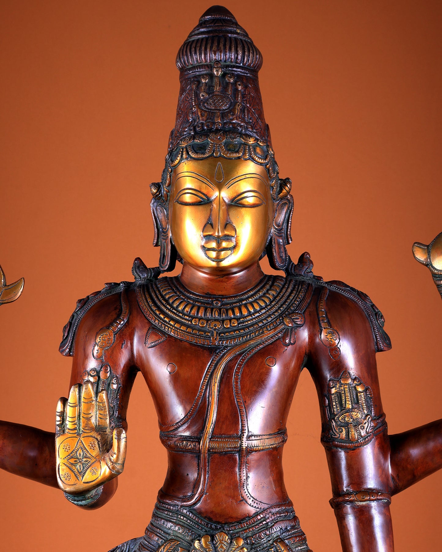 Lord Vishnu large brass Narayana Statue – Chola Dual Tone 37"