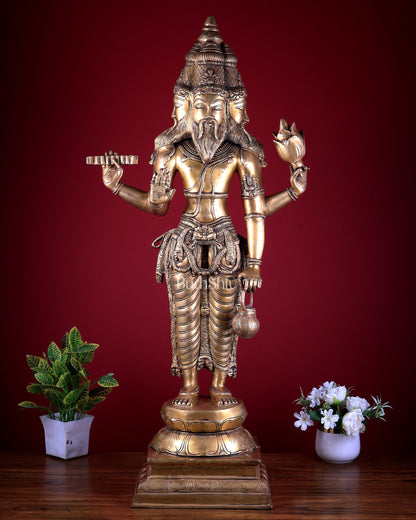 Pure Brass Brahma standing Large Statue 38.5"