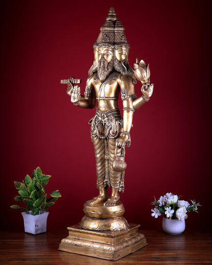Pure Brass Brahma standing Large Statue 38.5"