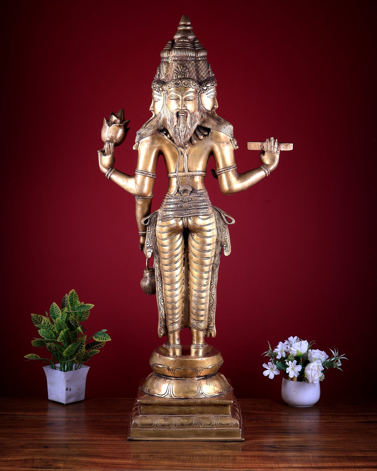 Pure Brass Brahma standing Large Statue 38.5"