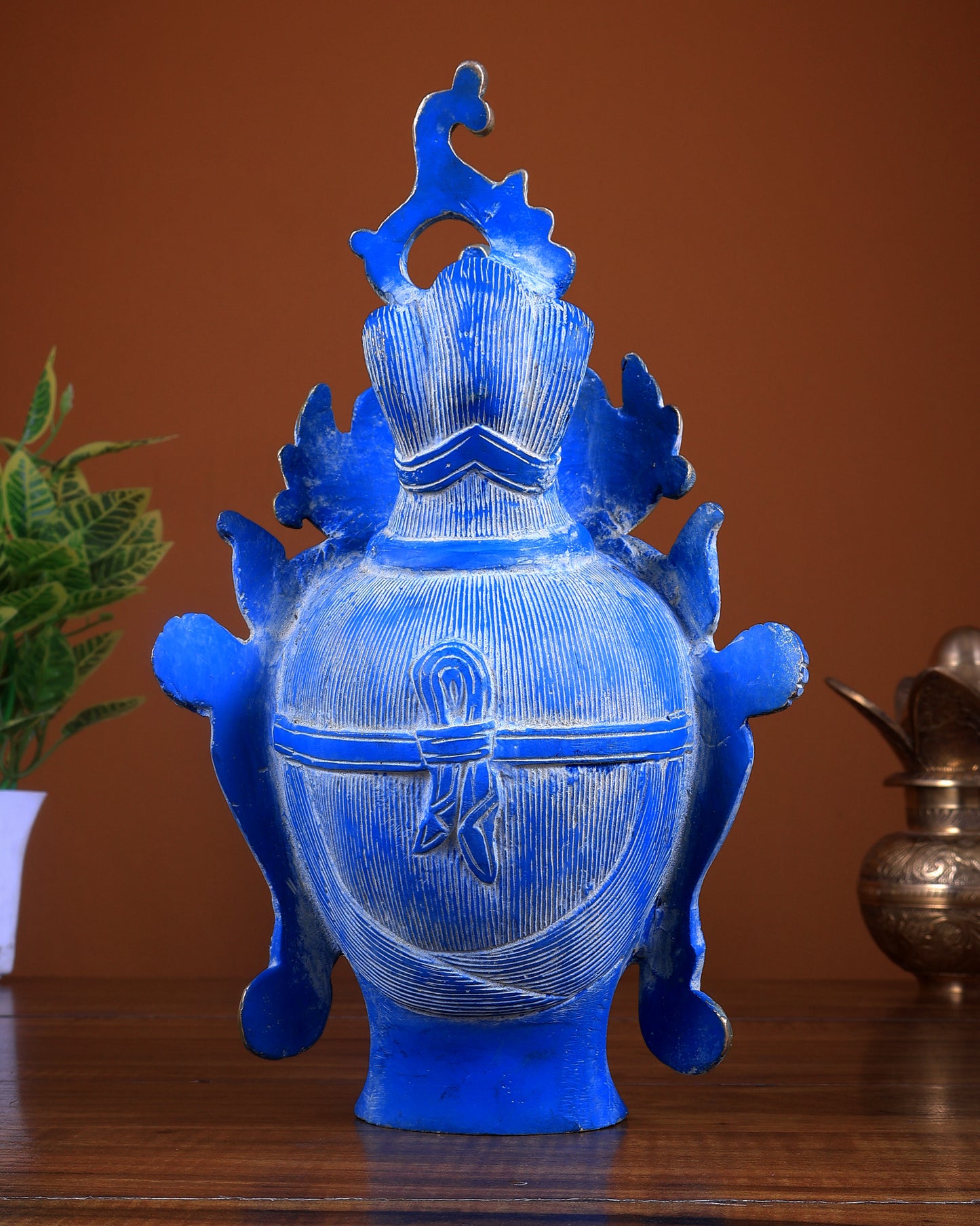 Pure Brass Tara Face Bust Statue – Vintage Blue 12"