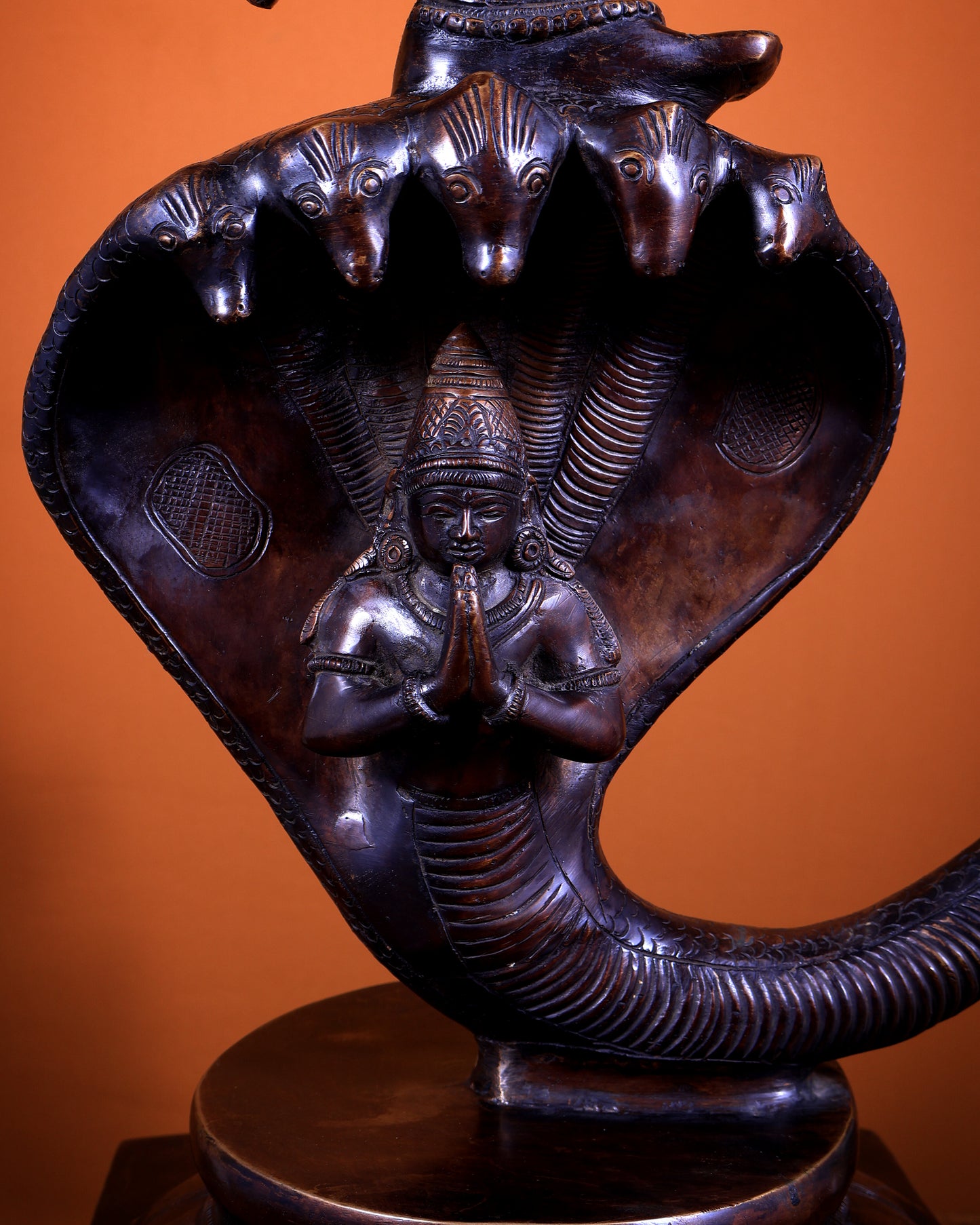 Large Brass Krishna Dancing on Kaliya Naag – 42”