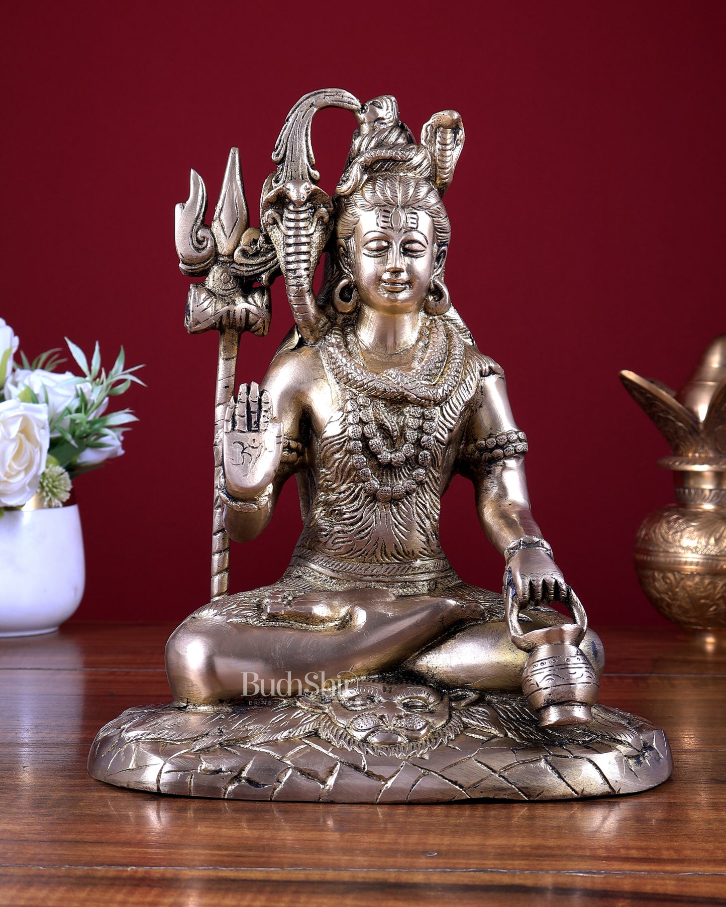 Brass Lord Shiva Blessing Statue 10.2 inch