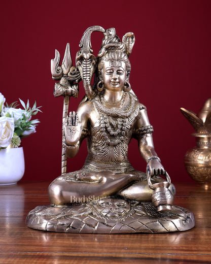 Brass Lord Shiva Blessing Statue 10.2 inch