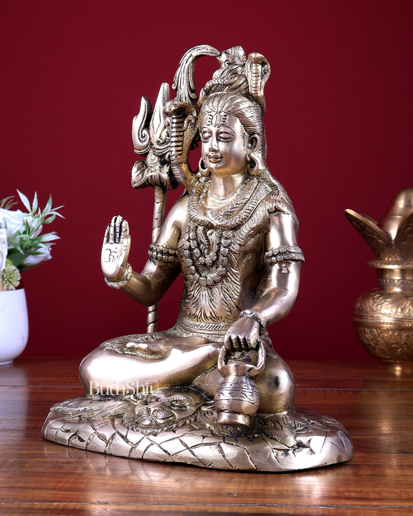 Brass Lord Shiva Blessing Statue 10.2 inch