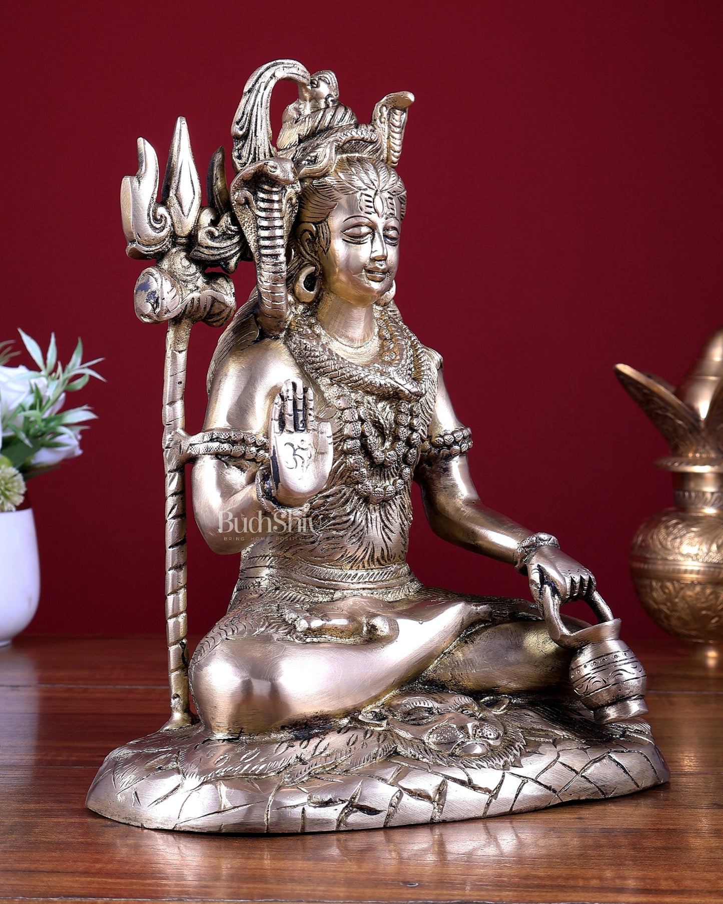 Brass Lord Shiva Blessing Statue 10.2 inch