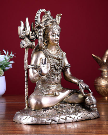Brass Lord Shiva Blessing Statue 10.2 inch