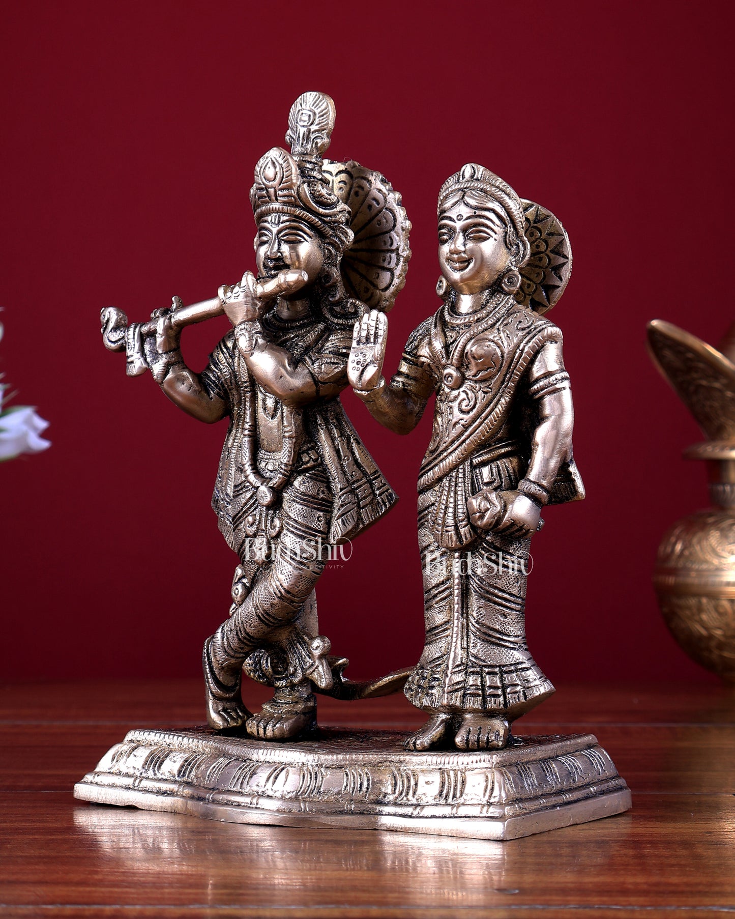 Brass Radha Krishna Statue 8 inch
