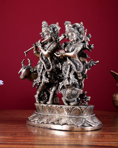 Brass Radha Krishna with Cow Idol 12 inch