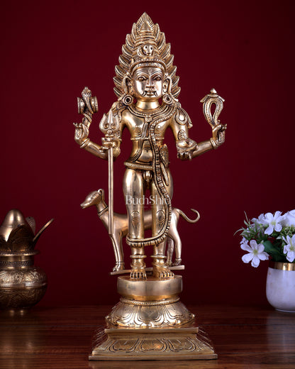 Pure Brass Kaal Bhairava Idol - 18.5 Inch Bhairo Baba large statue