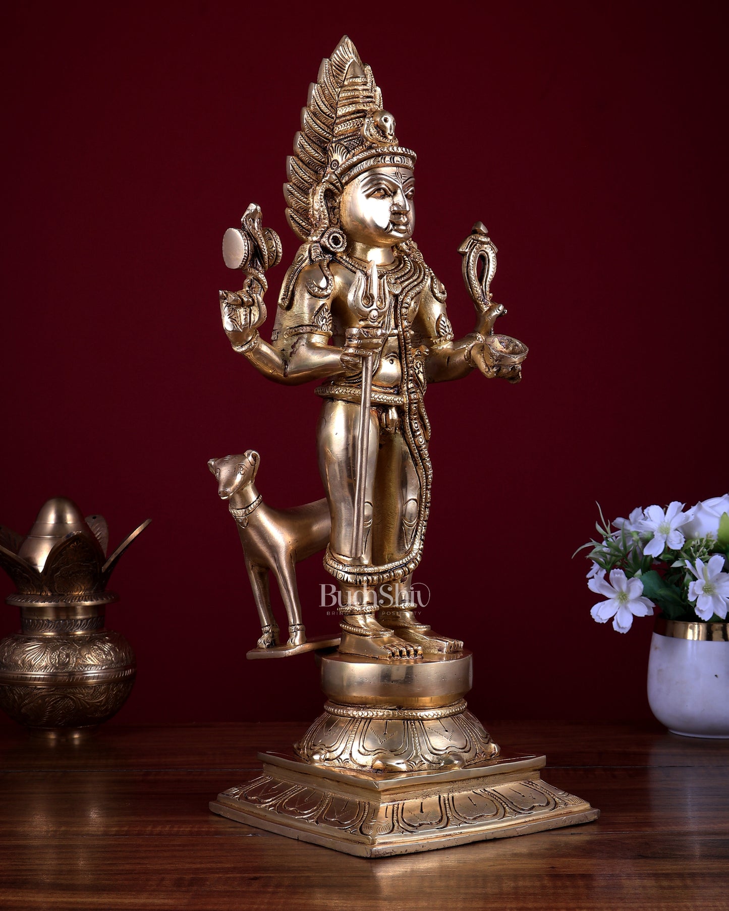 Pure Brass Kaal Bhairava Idol - 18.5 Inch Bhairo Baba large statue