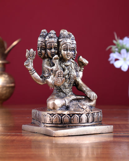 Brass Sadashiva Statue – Five-Faced Shiva Sculpture