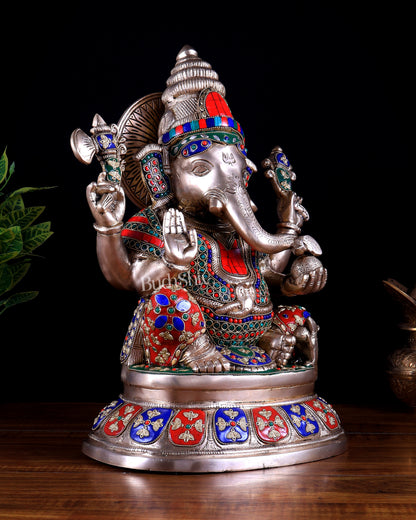 Pure Brass Ganesha Statue – 15 inch Tall stonework