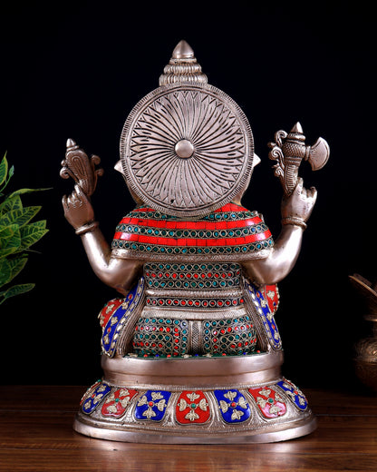 Pure Brass Ganesha Statue – 15 inch Tall stonework