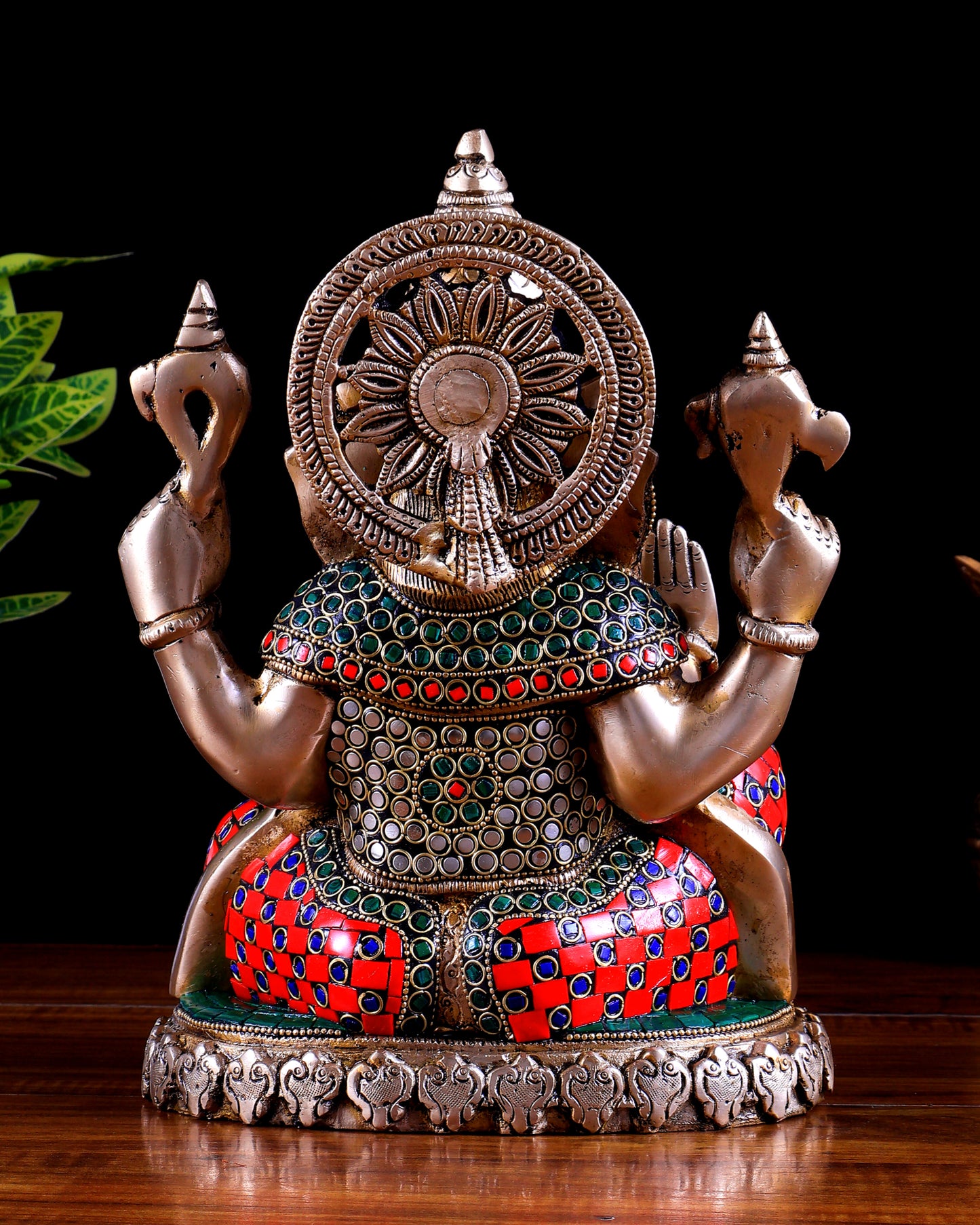 Brass Lord Ganesha Statue with Oval Base 10" multicolour