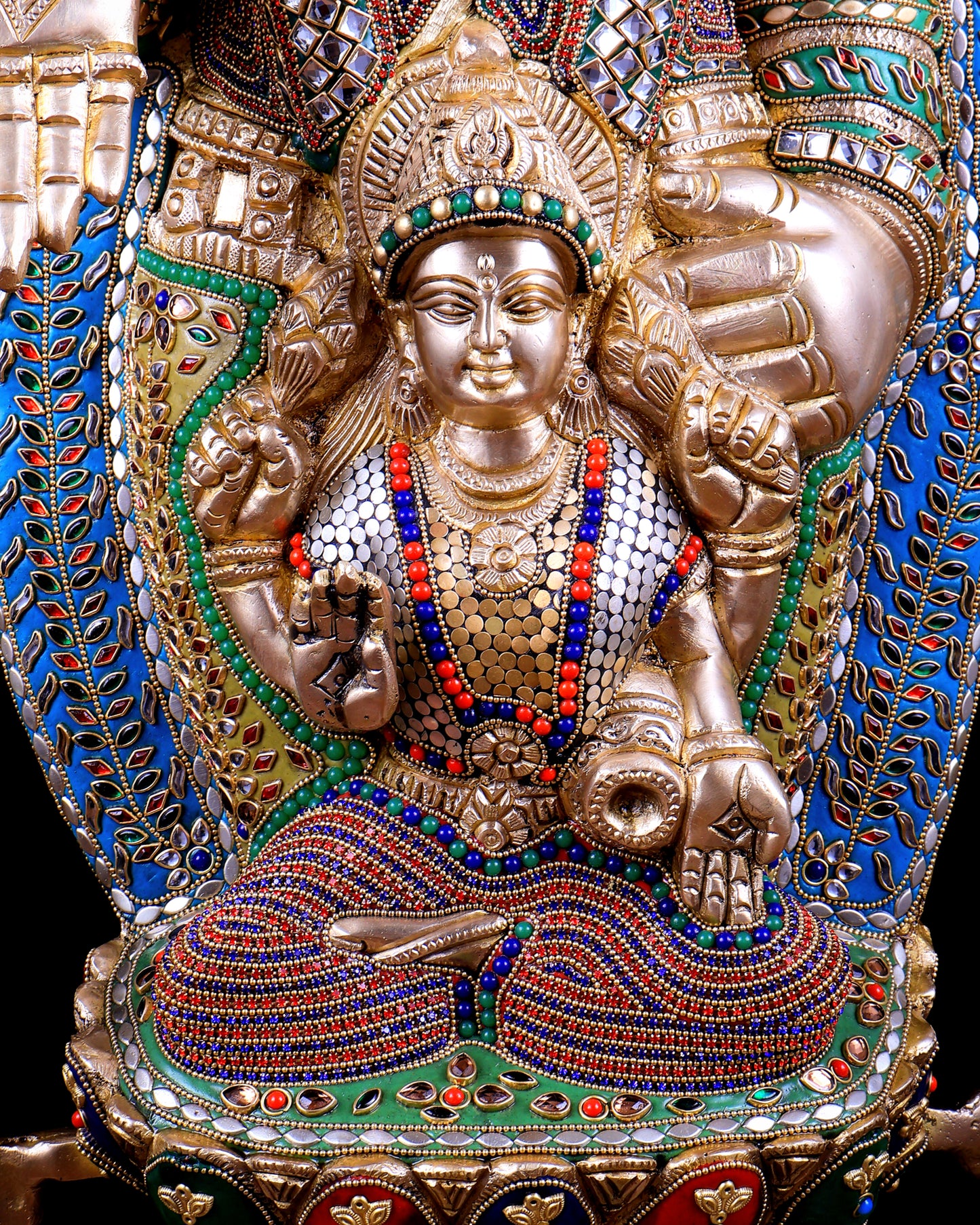 Pure Brass Tirupati Balaji Statue with Lakshmi 34.5 inch meenakari Stonework