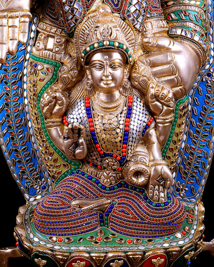 Pure Brass Tirupati Balaji Statue with Lakshmi 34.5 inch meenakari Stonework